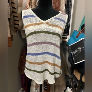 Pink Clover | Striped Knit Tank Top | Size Medium